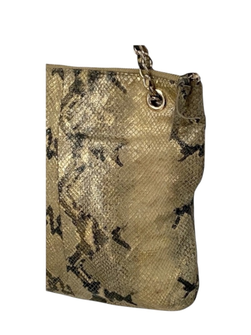 DKNY ᪥ Crossbody Leather Convertible Bag ᪥ Double Chain ᪥ Metallic Python Print - Picture 7 of 16